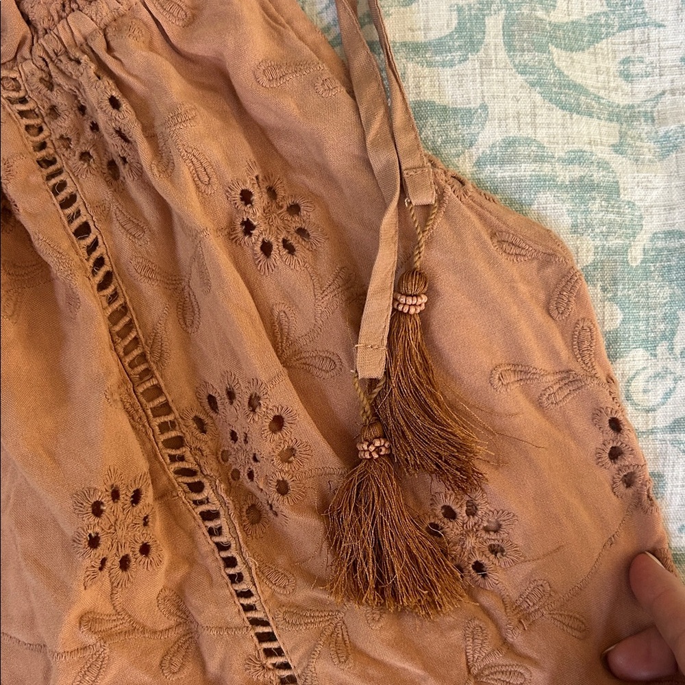 Nicole Miller Boho Light Brown Eyelet Cover Up - Picture 3 of 4